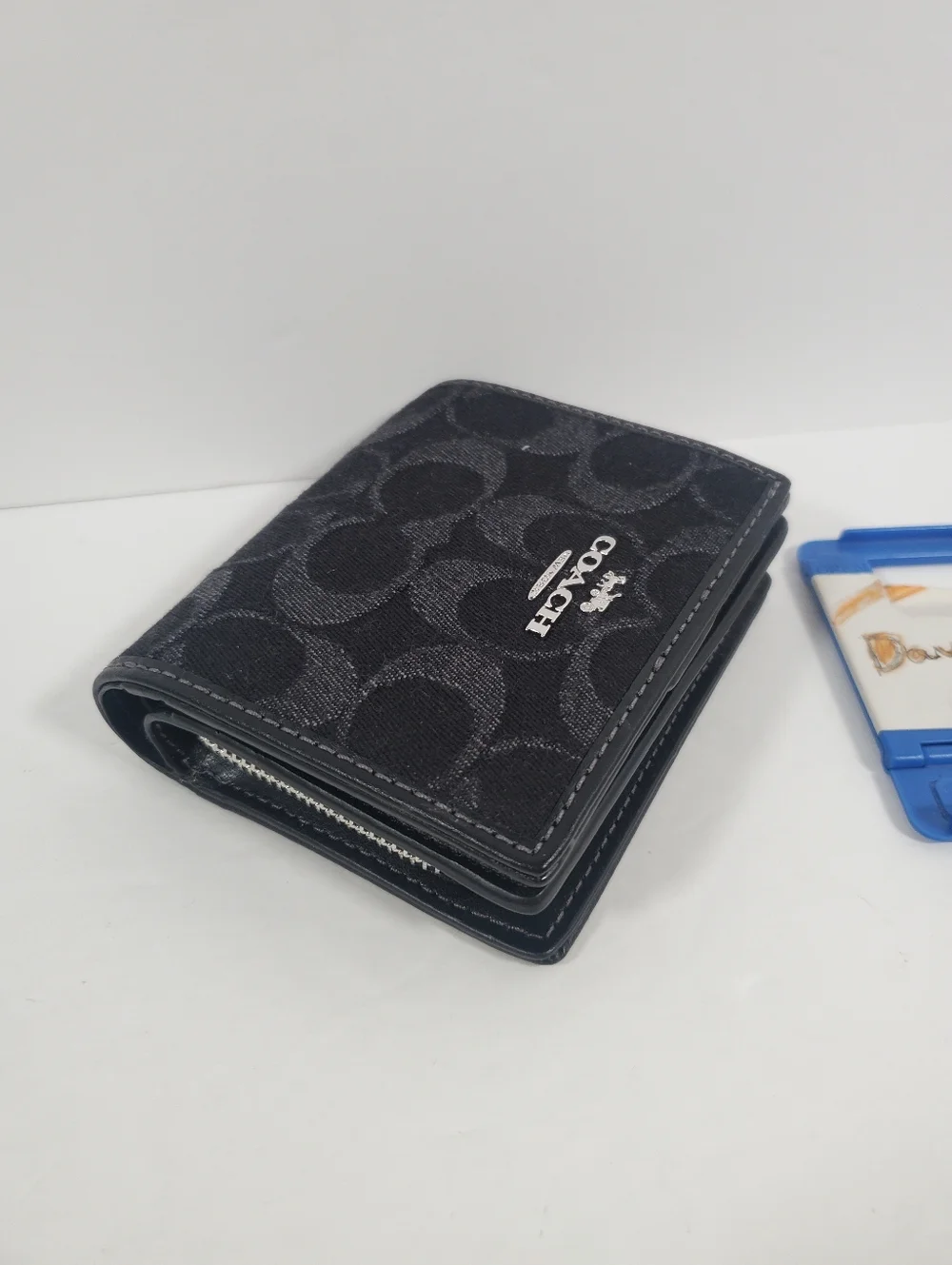 Coach Snap Wallet In Signature Denim CDF22 denim/Silver/Black NWT